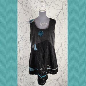 All Beautiful Enjoy Mixed Fabric Patchwork Flowy Tunic Dress